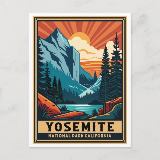 Retro Yosemite Nationalpark California Postkarte (Vorderseite)