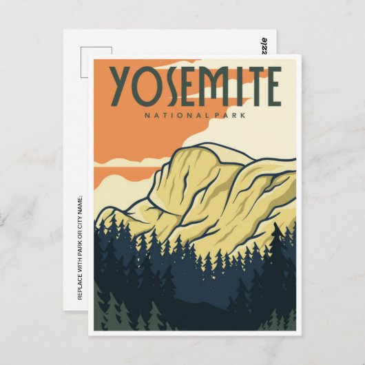Retro Yosemite Nationalpark Halbkugel Kuppel Kalif Postkarte (Vorne/Hinten)