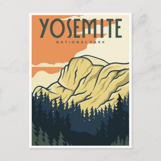 Retro Yosemite Nationalpark Halbkugel Kuppel Kalif Postkarte (Vorderseite)