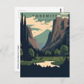 Retro Yosemite Nationalpark Halbkugel Kuppel Kalif Postkarte (Vorne/Hinten)