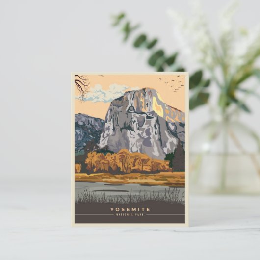 Retro Yosemite Nationalpark Halbkugel Kuppel Kalif Postkarte (Stehend Vorderseite)