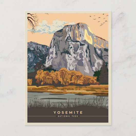 Retro Yosemite Nationalpark Halbkugel Kuppel Kalif Postkarte (Vorderseite)