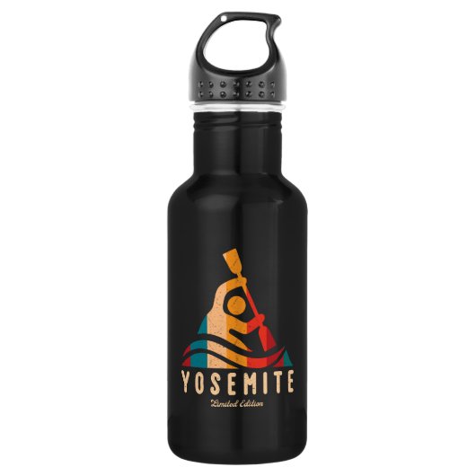 Retro Yosemite Nationalpark Kayaking Edelstahlflasche (Vorderseite)