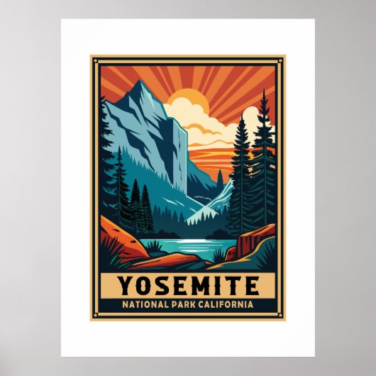 Retro Yosemite Nationalpark Poster (Vorne)