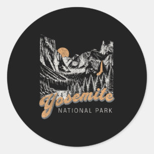 Retro Yosemite Nationalpark USA Vintage Damen Ich Runder Aufkleber