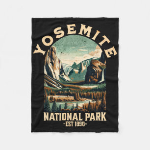 Retro Yosemite Nationalpark USA Vintage Wandern Fleecedecke