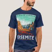 Retro Yosemite Nationalparktal WPA Style T-Shirt (Vorderseite)