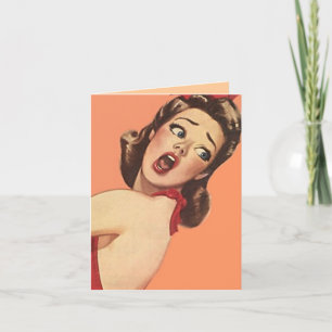Retro You Are So Awesome note Card awestruck lady Karte