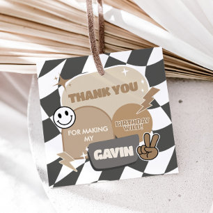Retro Young Wild und Drei Geburtstagsparty Square Geschenkanhänger