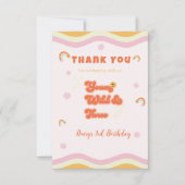 Retro Young Wild und Three Birthday Dankeskarte (Vorderseite)