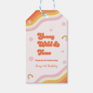 Retro Young Wild und Three Birthday Geschenkanhänger