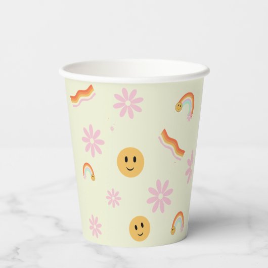 Retro Young Wild und Three Birthday Pappbecher (Rückseite)