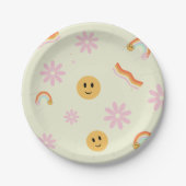 Retro Young Wild und Three Birthday Pappteller (Vorderseite)