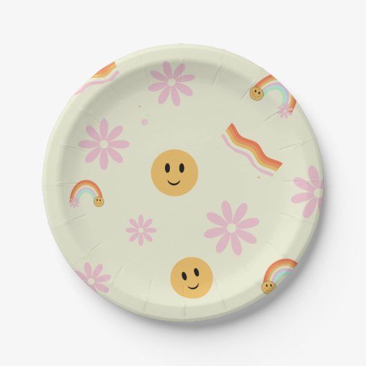 Retro Young Wild und Three Birthday Pappteller (Vorderseite)