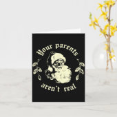 Retro Your Parents Aren't Real Santa Funny Christm Karte (Gelbe Blume)