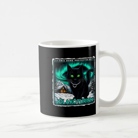 Retro Yule Cat Icelandic This Home Protected Jólak Kaffeetasse (Rechts)