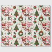 Retro Yuletide Cheer: Merry & Bright Holiday Geschenkpapier (Flach)