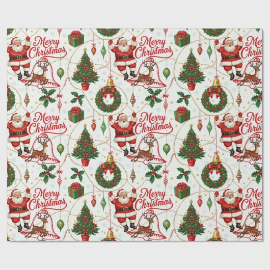 Retro Yuletide Cheer: Merry & Bright Holiday Geschenkpapier (Flach)