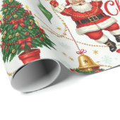 Retro Yuletide Cheer: Merry & Bright Holiday Geschenkpapier (Rolleneckpunkt)