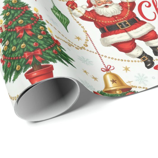 Retro Yuletide Cheer: Merry & Bright Holiday Geschenkpapier (Rolleneckpunkt)