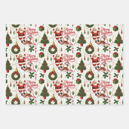 Retro Yuletide Cheer: Merry & Bright Holiday Geschenkpapier Set (Vorderseite 3)