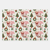 Retro Yuletide Cheer: Merry & Bright Holiday Geschenkpapier Set (Vorderseite 2)