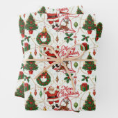 Retro Yuletide Cheer: Merry & Bright Holiday Geschenkpapier Set (Beispiel)