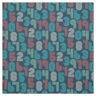 Retro-Zahlen Ultramarine blaues Gewebe Stoff