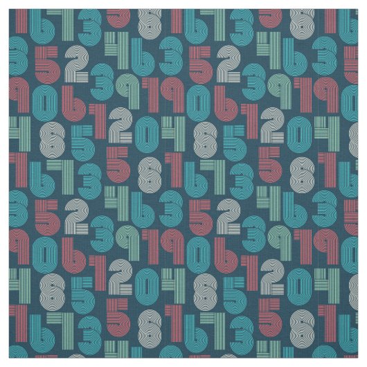 Retro-Zahlen Ultramarine blaues Gewebe Stoff (Muster)