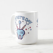 Retro Zahnarzttag-, Zahn- und Zahnwerkzeuge Kaffeetasse (Vorderseite Links)