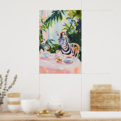 Retro Zebra Poster, Zebra Oil Painting, Vintage Poster (Küche)