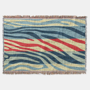 Retro Zebra Skin Print Pattern Burlap Rustic #10 Decke