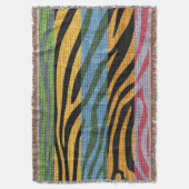 Retro Zebra Skin Print Pattern Burlap Rustikal #2 Decke (Vorderseite Vertikal)