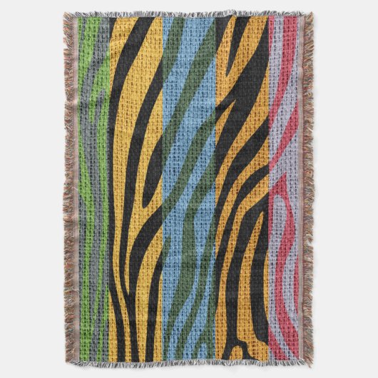 Retro Zebra Skin Print Pattern Burlap Rustikal #2 Decke (Vorderseite Vertikal)