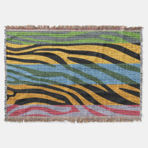 Retro Zebra Skin Print Pattern Burlap Rustikal #2 Decke