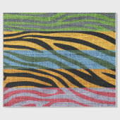 Retro Zebra Skin Print Pattern Burlap Rustikal #2 Geschenkpapier (Flach)