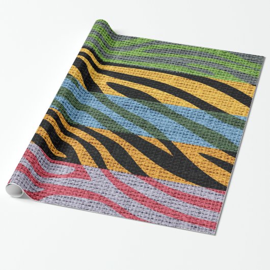 Retro Zebra Skin Print Pattern Burlap Rustikal #2 Geschenkpapier (Ungerollt)