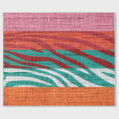 Retro Zebra Skin Print Pattern Burlap Rustikal #5 Geschenkpapier (Flach)