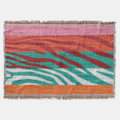 Retro Zebra Skin Print Pattern Burlap Rustikal #6 Decke (Vorderseite)