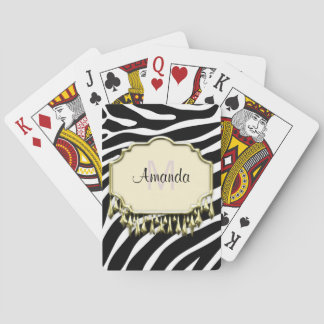Retro Zebra Skin With Gold Bling Spielkarten