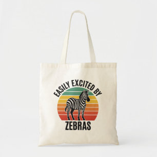 Retro-Zebra-Sonnenuntergang mit lustigem Wildgeist Tragetasche