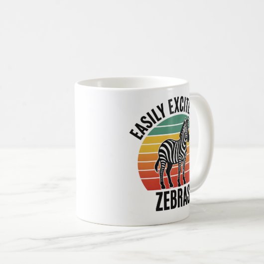 Retro Zebra Sunset with Fun Wild Spirit Kaffeetasse (VorderseiteRechts)