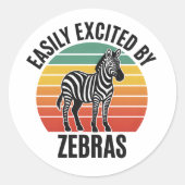 Retro Zebra Sunset with Fun Wild Spirit Runder Aufkleber (Vorderseite)
