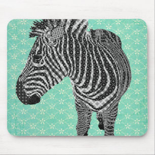 Retro Zebra-Türkis Mousepad