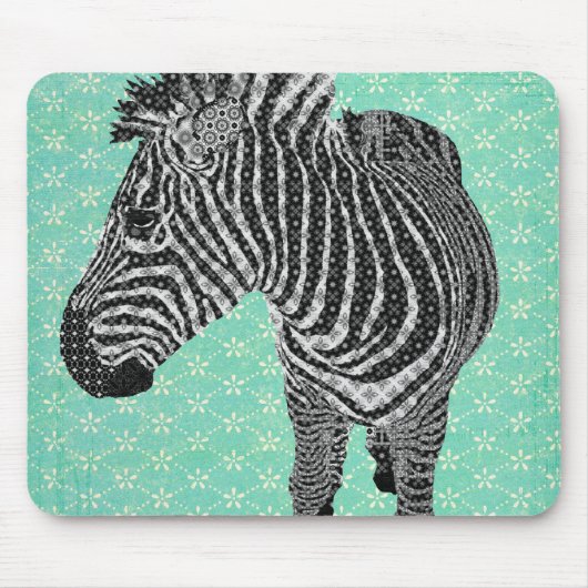Retro Zebra-Türkis Mousepad (Vorne)