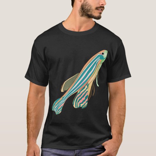 Retro Zebrafisch Zebra Fisch Glow T-Shirt (Vorderseite)