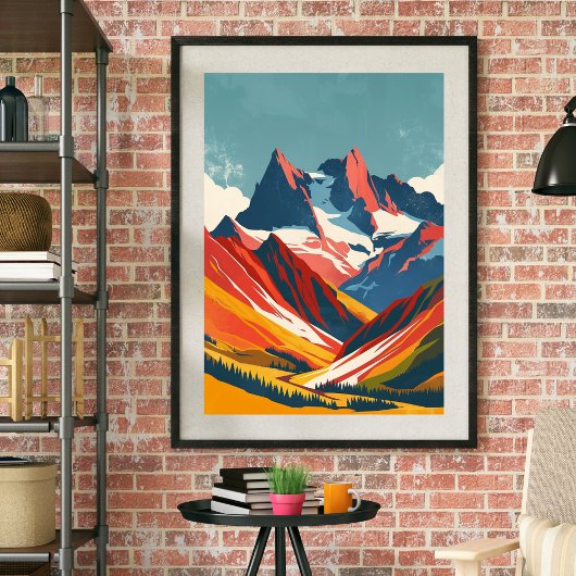 Retro-Zeichn der Berge Poster