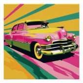 Retro-Zeichn des Altwagens Poster (Vorderseite)