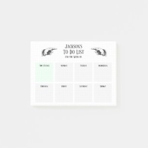 Retro zeigende Hände To-Do-Liste Post-it Klebezettel