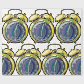 Retro-Zeit für die Vintage Goldalarmuhr Geschenkpapier (Flach)